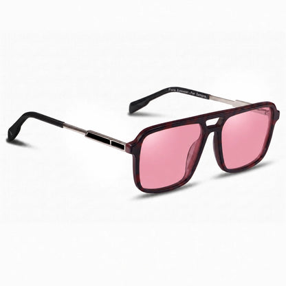 Lentes de sol Fiore 1014 Rojo con cristal rosado polarizado UV400, vista en tres cuartos para hombre y mujer #color_rosado