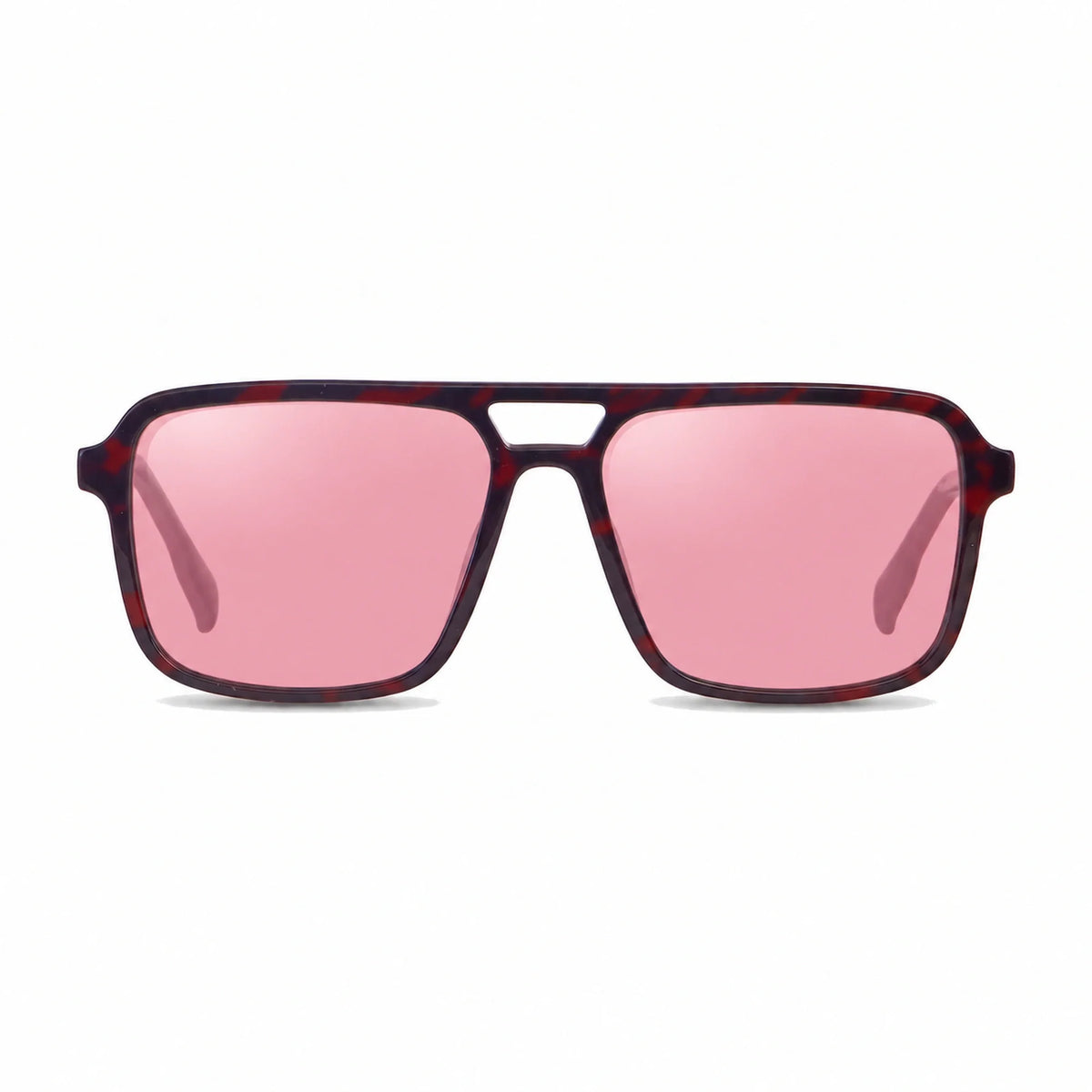 Lentes de sol Fiore 1014 Rojo con cristal rosado polarizado UV400, vista frontal para hombre y mujer #color_rosado #foto_frontal