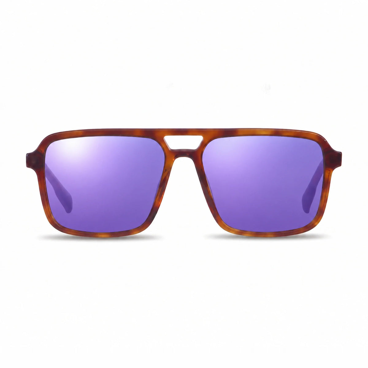 Lentes de sol Fiore 1014 Carey con cristal espejado morado polarizado UV400, vista frontal para hombre y mujer #color_espejado-morado #foto_frontal