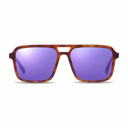 Lentes de sol Fiore 1014 Carey con cristal espejado morado polarizado UV400, vista frontal para hombre y mujer #color_espejado-morado #foto_frontal