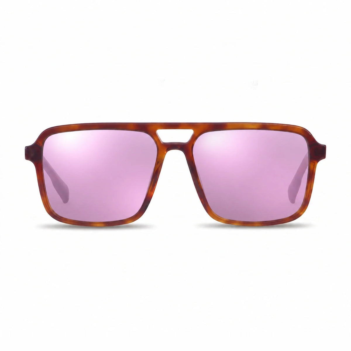 Lentes de sol Fiore 1014 Carey con cristal espejado rosado polarizado UV400, vista frontal para hombre y mujer #color_espejado-rosado #foto_frontal