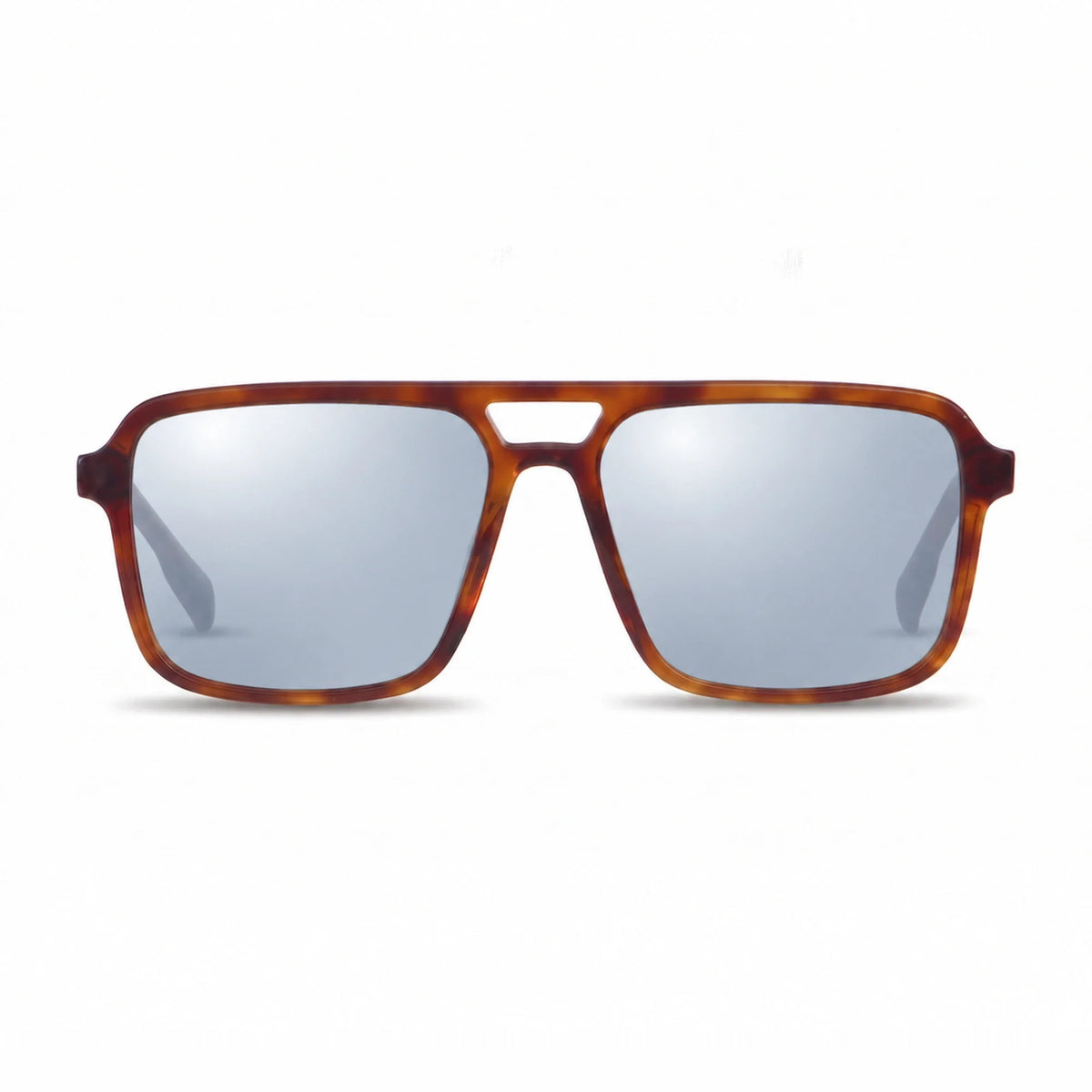 Lentes de sol Fiore 1014 Carey con cristal espejado silver polarizado UV400, vista frontal para hombre y mujer #color_espejado-silver #foto_frontal