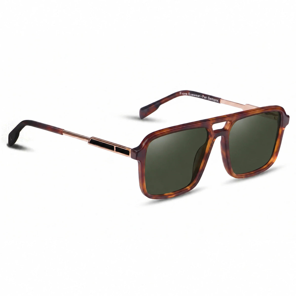 Lentes de sol Fiore 1014 Carey con cristal G15 polarizado UV400, vista en tres cuartos para hombre y mujer #color_g15
