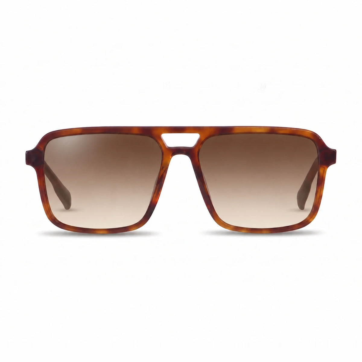Lentes de sol Fiore 1014 Carey con cristal gradiente café polarizado UV400, vista frontal para hombre y mujer #color_gradiente-cafe #foto_frontal