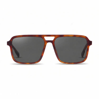 Lentes de sol Fiore 1014 Carey con cristal negro polarizado UV400, vista frontal para hombre y mujer #color_negro #foto_frontal