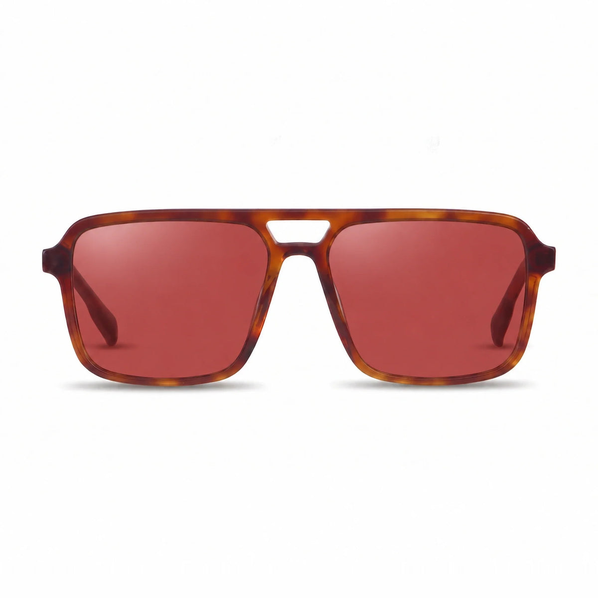 Lentes de sol Fiore 1014 Carey con cristal rojo polarizado UV400, vista frontal para hombre y mujer #color_rojo #foto_frontal