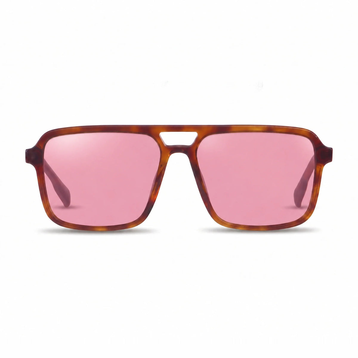 Lentes de sol Fiore 1014 Carey con cristal rosado polarizado UV400, vista frontal para hombre y mujer #color_rosado #foto_frontal