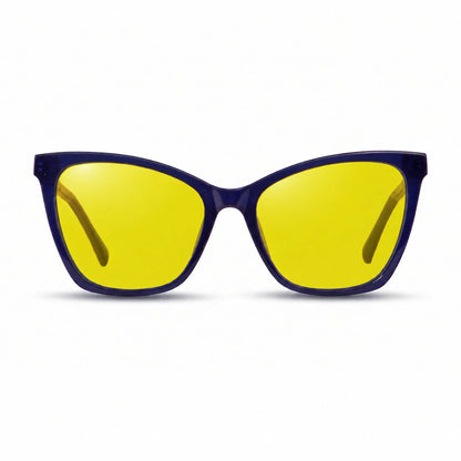 Lentes de sol Fiore 10172 Azul con cristal amarillo polarizado UV400, vista frontal para mujer #color_amarillo #foto_frontal