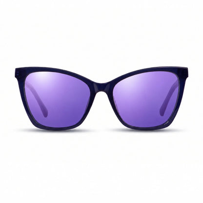 Lentes de sol Fiore 10172 Azul con cristal espejado morado polarizado UV400, vista frontal para mujer #color_espejado-morado #foto_frontal