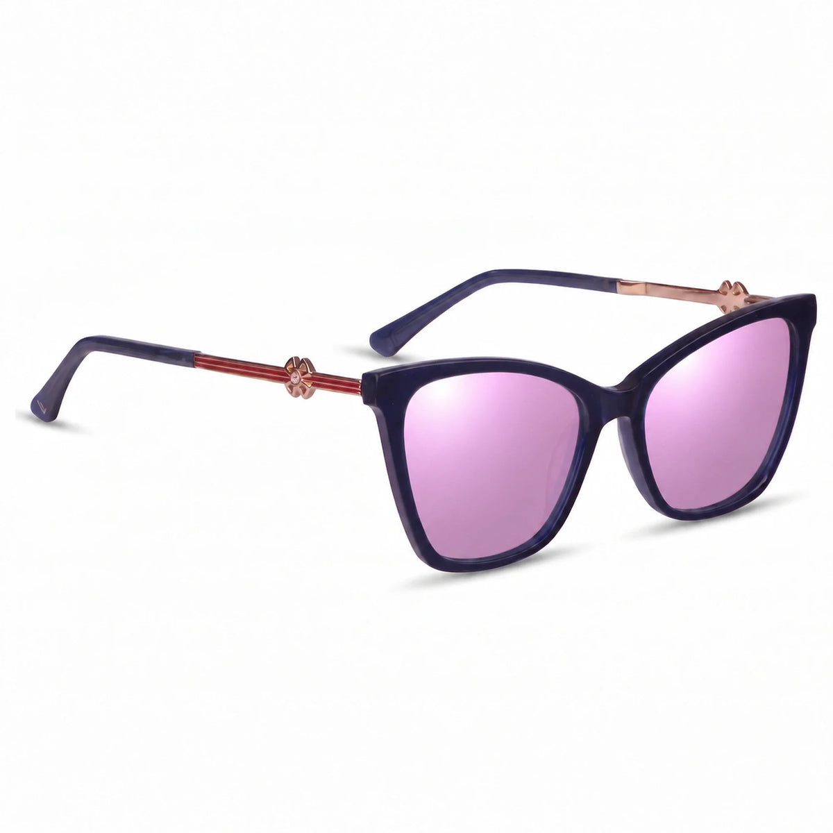 Lentes de sol Fiore 10172 Azul con cristal espejado rosado polarizado UV400, vista en tres cuartos para mujer #color_espejado-rosado