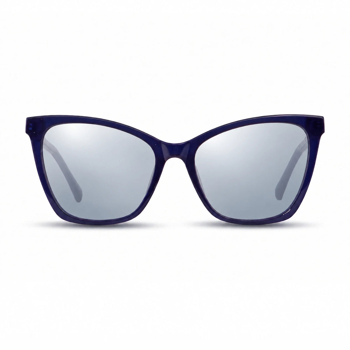 Lentes de sol Fiore 10172 Azul con cristal espejado silver polarizado UV400, vista frontal para mujer #color_espejado-silver #foto_frontal
