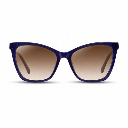 Lentes de sol Fiore 10172 Azul con cristal gradiente café polarizado UV400, vista frontal para mujer #color_gradiente-cafe #foto_frontal
