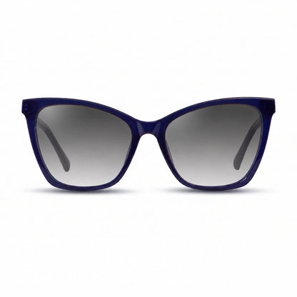 Lentes de sol Fiore 10172 Azul con cristal gradiente gris polarizado UV400, vista frontal para mujer #color_gradiente-gris #foto_frontal