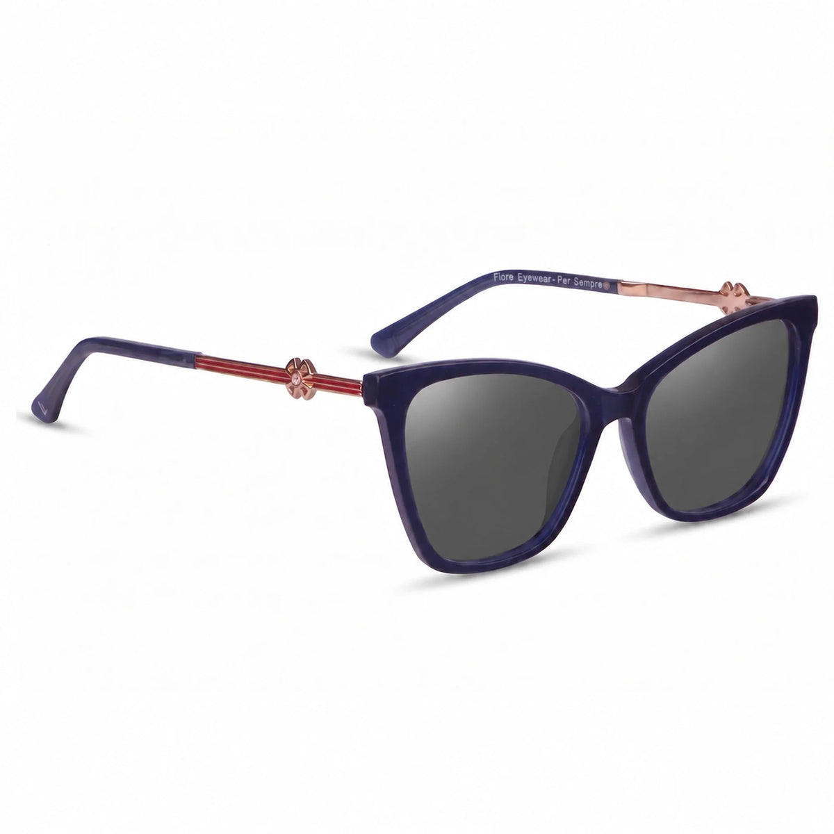 Lentes de sol Fiore 10172 Azul con cristal negro polarizado UV400, vista en tres cuartos para mujer #color_negro