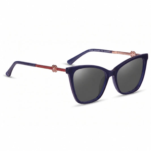 Lentes de sol Fiore 10172 Azul con cristal negro polarizado UV400, vista en tres cuartos para mujer #color_negro