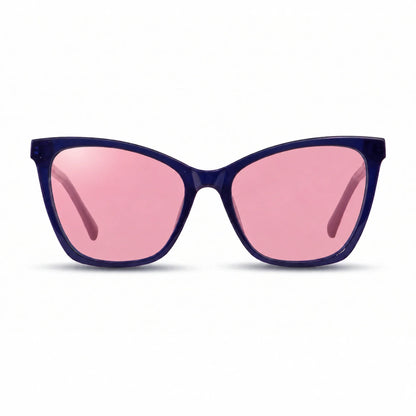 Lentes de sol Fiore 10172 Azul con cristal rosado polarizado UV400, vista frontal para mujer #color_rosado #foto_frontal