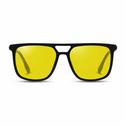 Lentes de sol Fiore 10177 Negro con cristal amarillo polarizado UV400, vista frontal para hombre y mujer #color_amarillo #foto_frontal
