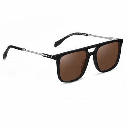 Lentes de sol Fiore 10177 Negro con cristal café polarizado UV400, vista en tres cuartos para hombre y mujer #color_cafe