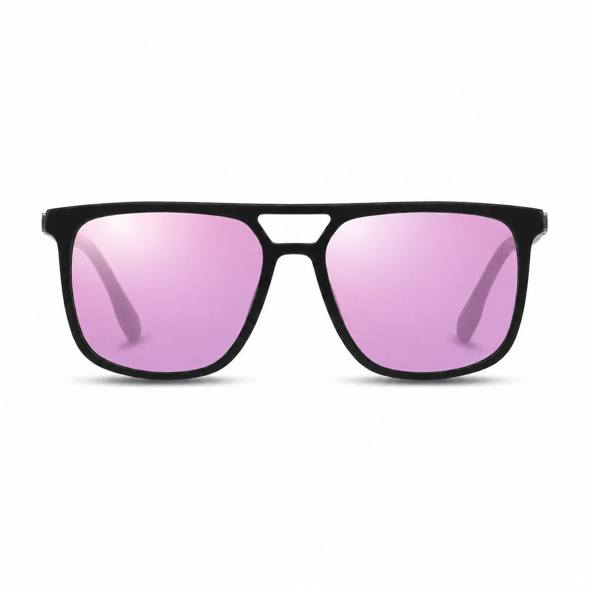 Lentes de sol Fiore 10177 Negro con cristal espejado rosado polarizado UV400, vista frontal para hombre y mujer #color_espejado-rosado #foto_frontal
