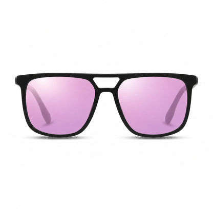 Lentes de sol Fiore 10177 Negro con cristal espejado rosado polarizado UV400, vista frontal para hombre y mujer #color_espejado-rosado #foto_frontal
