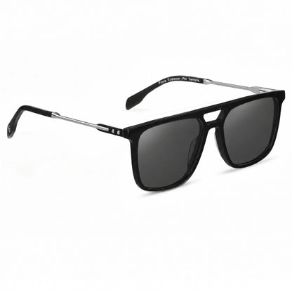 Lentes de sol Fiore 10177 Negro con cristal negro polarizado UV400, vista en tres cuartos para hombre y mujer #color_negro