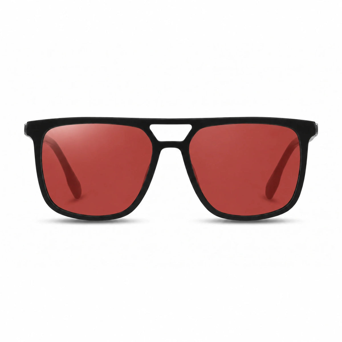 Lentes de sol Fiore 10177 Negro con cristal rojo polarizado UV400, vista frontal para hombre y mujer #color_rojo #foto_frontal