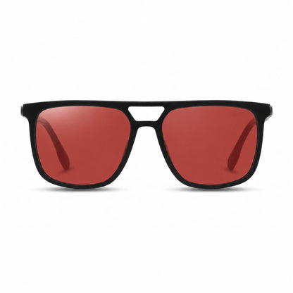 Lentes de sol Fiore 10177 Negro con cristal rojo polarizado UV400, vista frontal para hombre y mujer #color_rojo #foto_frontal