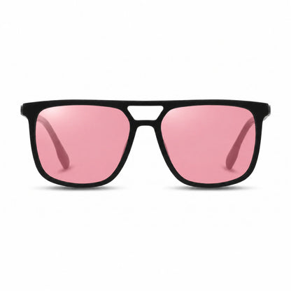 Lentes de sol Fiore 10177 Negro con cristal rosado polarizado UV400, vista frontal para hombre y mujer #color_rosado #foto_frontal