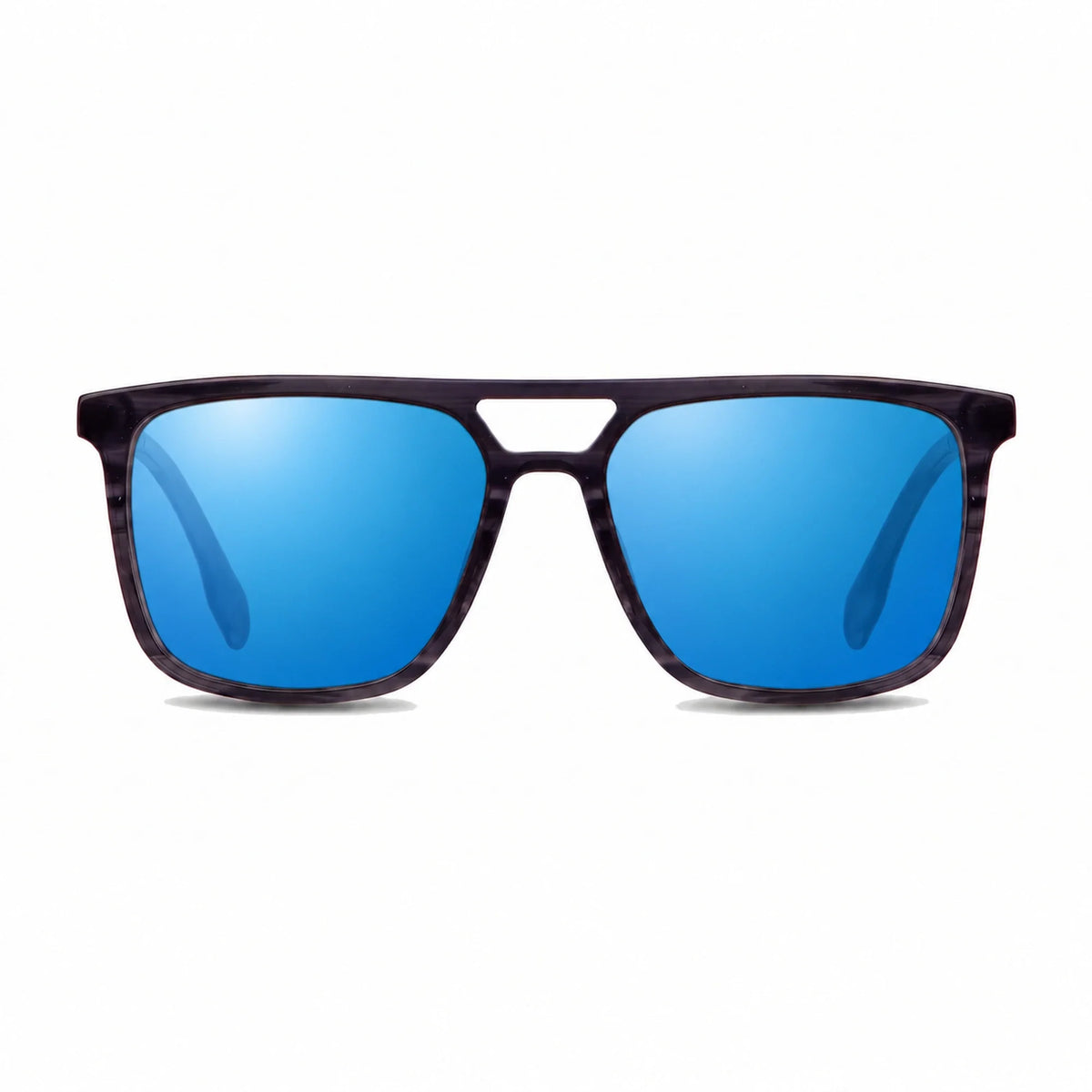 Lentes de sol Fiore 10177 Gris con cristal espejado azul polarizado UV400, vista frontal para hombre y mujer #color_espejado-azul #foto_frontal
