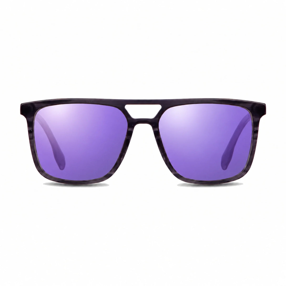 Lentes de sol Fiore 10177 Gris con cristal espejado morado polarizado UV400, vista frontal para hombre y mujer #color_espejado-morado #foto_frontal
