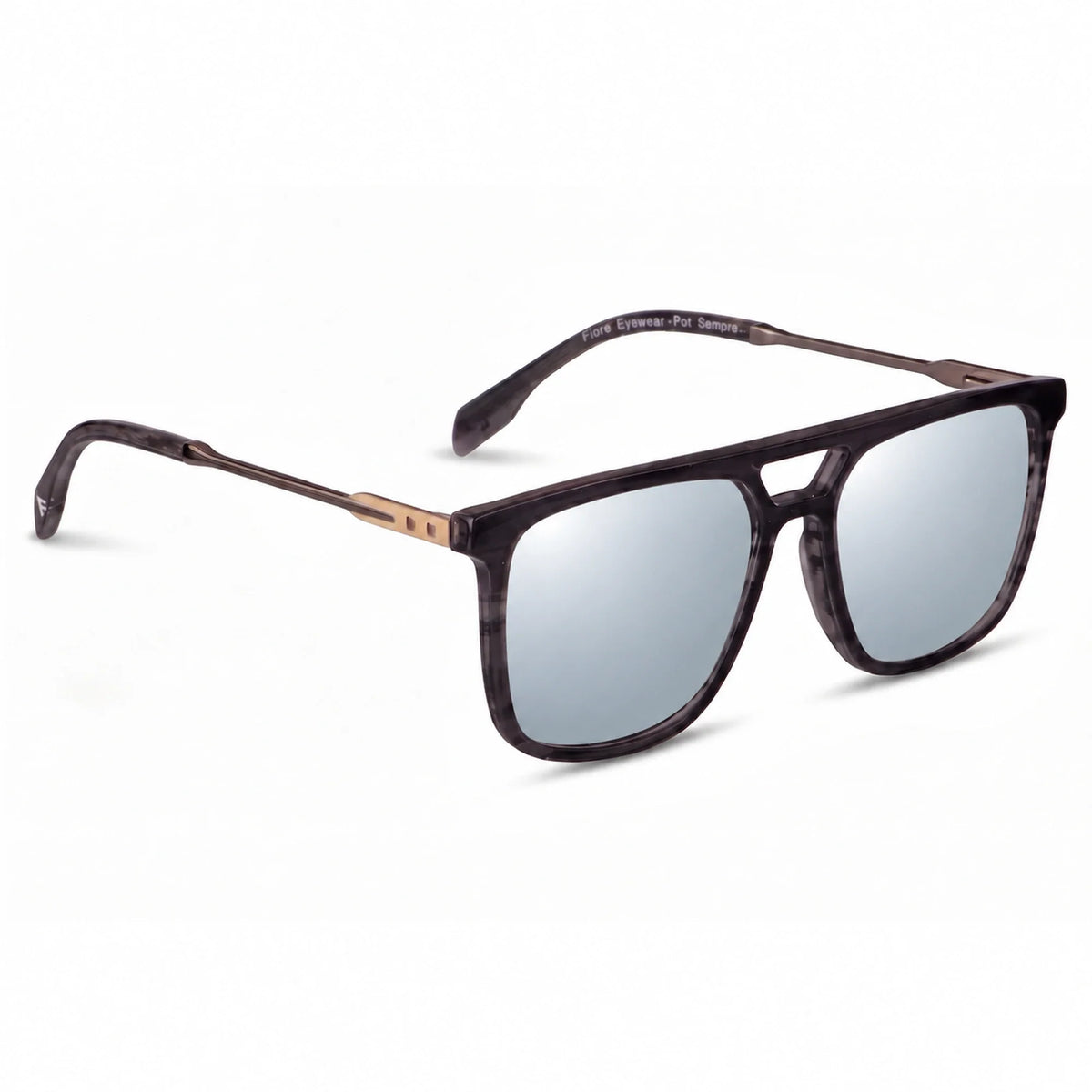 Lentes de sol Fiore 10177 Gris con cristal espejado silver polarizado UV400, vista en tres cuartos para hombre y mujer #color_espejado-silver