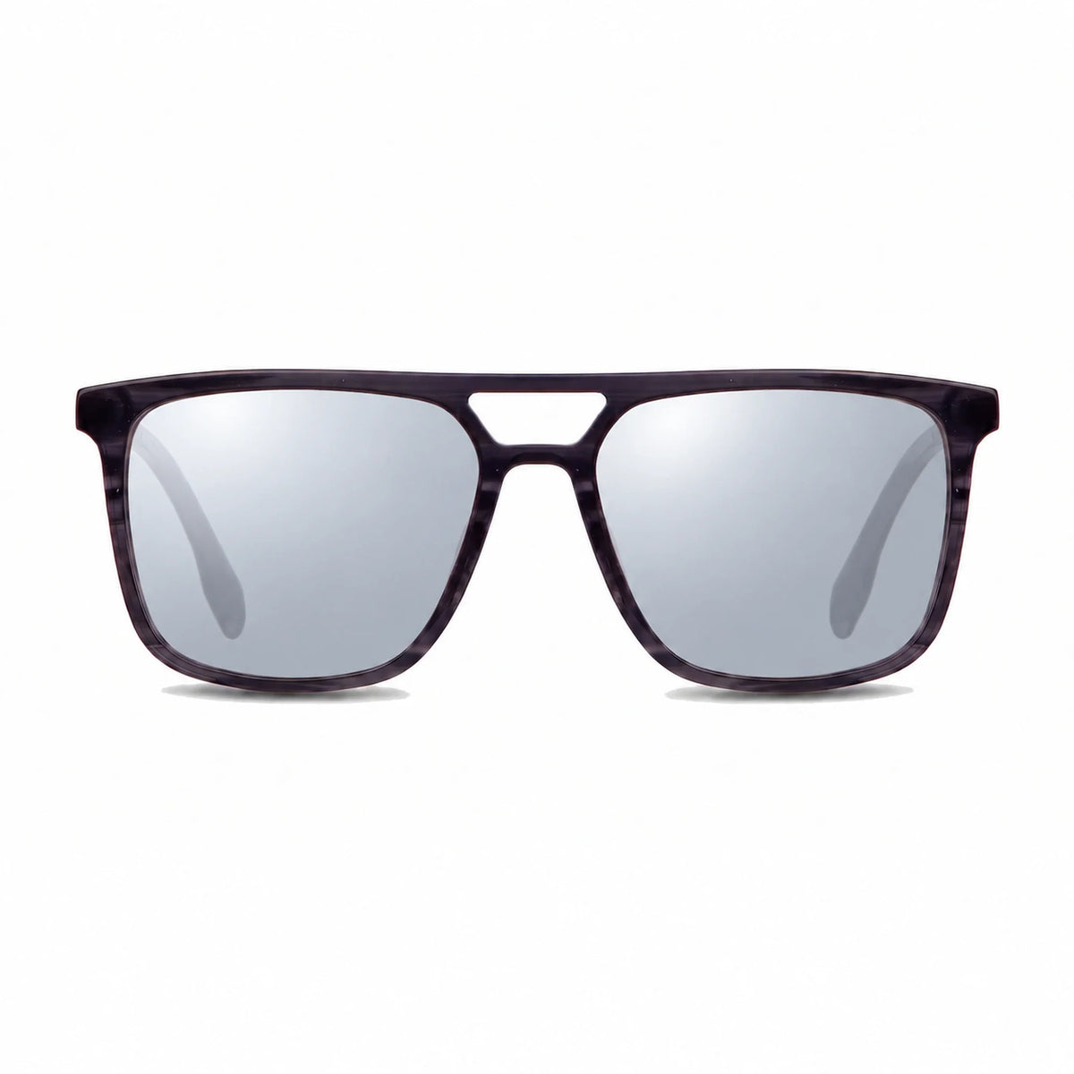 Lentes de sol Fiore 10177 Gris con cristal espejado silver polarizado UV400, vista frontal para hombre y mujer #color_espejado-silver #foto_frontal