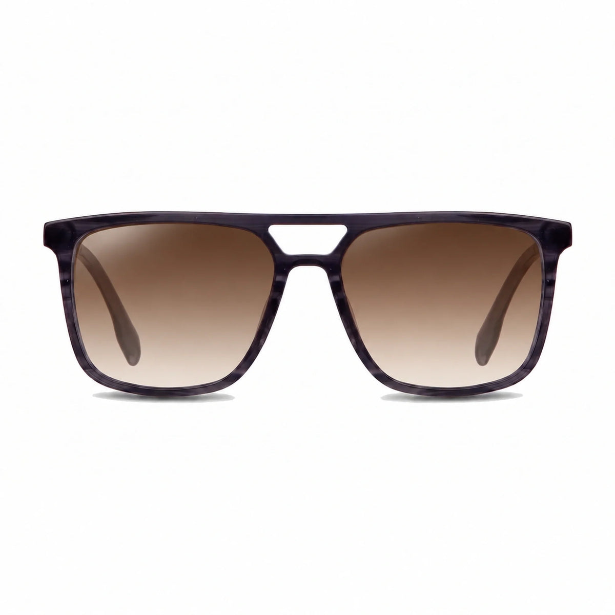 Lentes de sol Fiore 10177 Gris con cristal gradiente café polarizado UV400, vista frontal para hombre y mujer #color_gradiente-cafe #foto_frontal