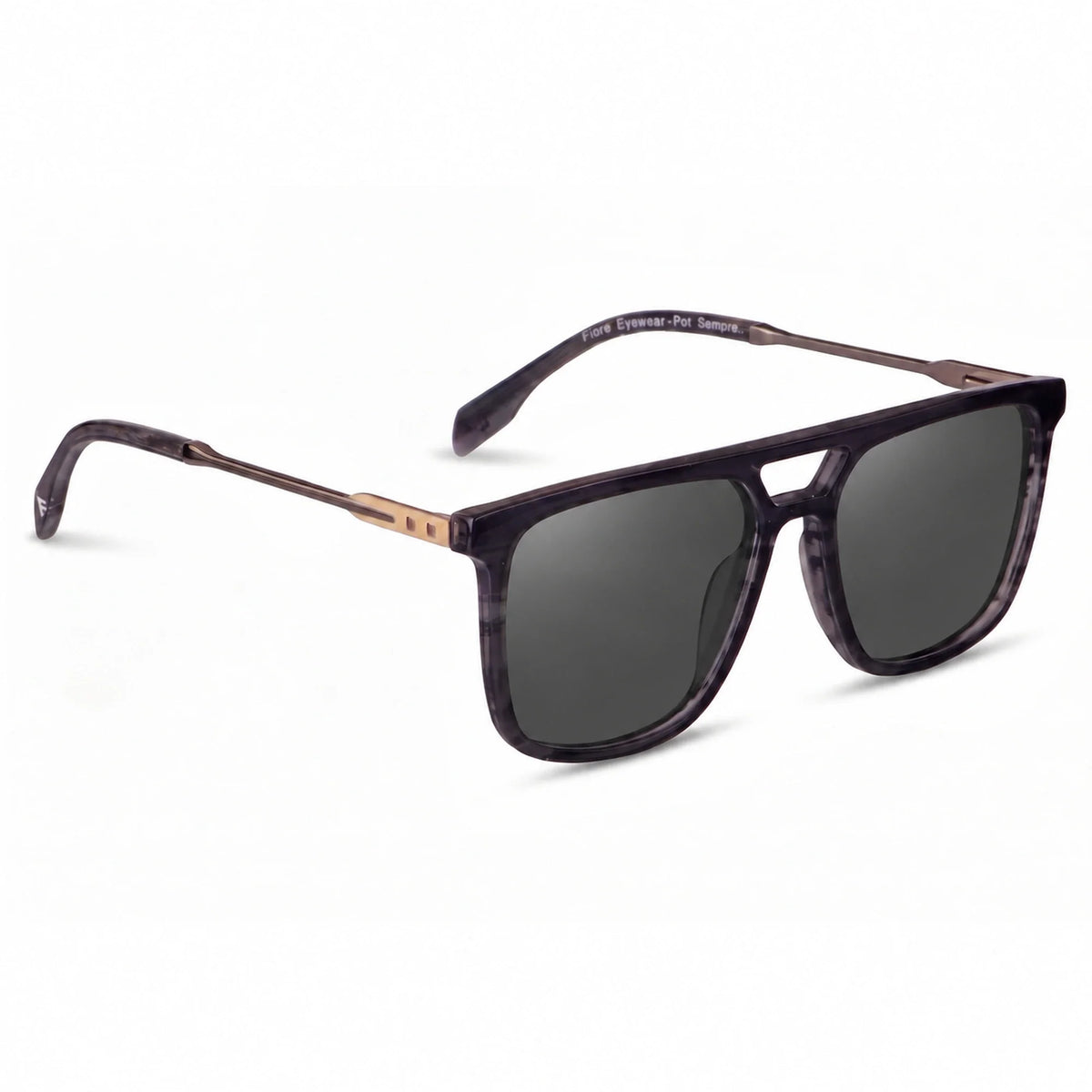 Lentes de sol Fiore 10177 Gris con cristal negro polarizado UV400, vista en tres cuartos para hombre y mujer #color_negro