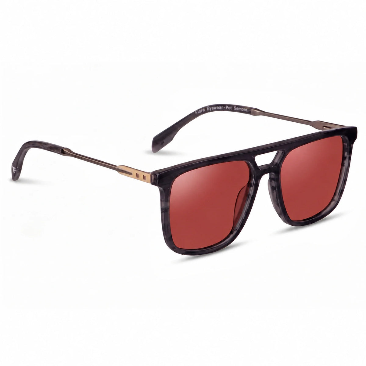 Lentes de sol Fiore 10177 Gris con cristal rojo polarizado UV400, vista en tres cuartos para hombre y mujer #color_rojo