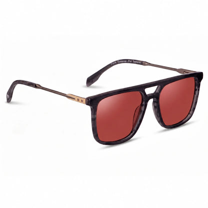 Lentes de sol Fiore 10177 Gris con cristal rojo polarizado UV400, vista en tres cuartos para hombre y mujer #color_rojo
