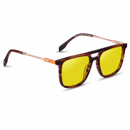 Lentes de sol Fiore 10177 Carey con cristal amarillo polarizado UV400, vista en tres cuartos para hombre y mujer #color_amarillo