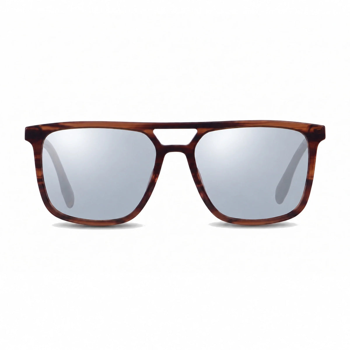 Lentes de sol Fiore 10177 Carey con cristal espejado silver polarizado UV400, vista frontal para hombre y mujer #color_espejado-silver #foto_frontal