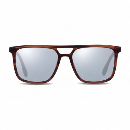Lentes de sol Fiore 10177 Carey con cristal espejado silver polarizado UV400, vista frontal para hombre y mujer #color_espejado-silver #foto_frontal