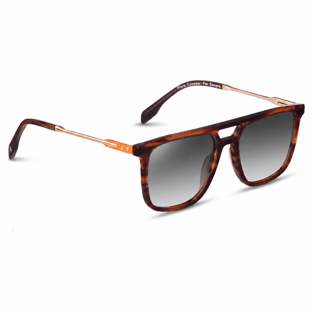 Lentes de sol Fiore 10177 Carey con cristal gradiente gris polarizado UV400, vista en tres cuartos para hombre y mujer #color_gradiente-gris