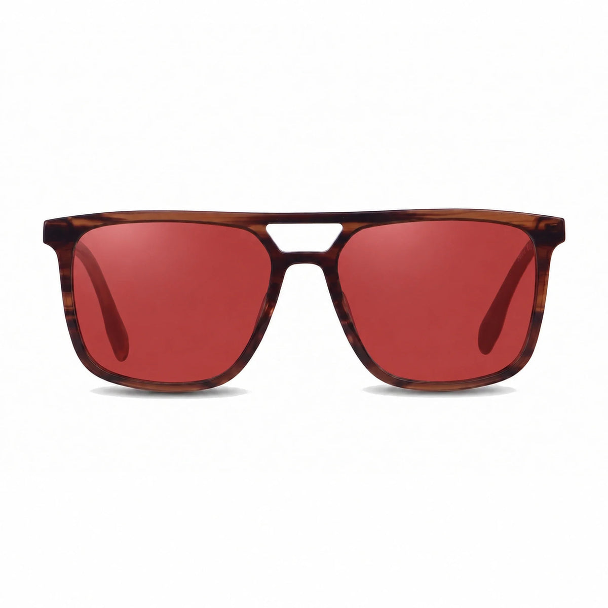 Lentes de sol Fiore 10177 Carey con cristal rojo polarizado UV400, vista frontal para hombre y mujer #color_rojo #foto_frontal