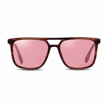 Lentes de sol Fiore 10177 Carey con cristal rosado polarizado UV400, vista frontal para hombre y mujer #color_rosado #foto_frontal