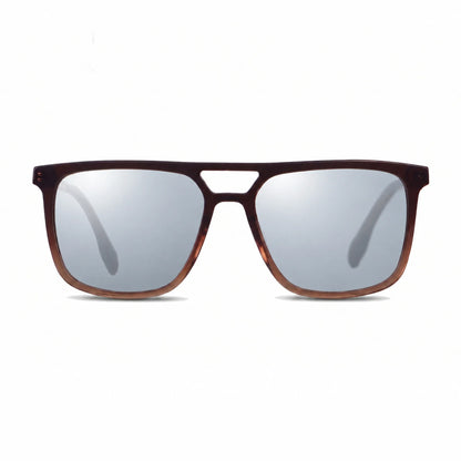 Lentes de sol Fiore 10177 Brown con cristal espejado silver polarizado UV400, vista frontal para hombre y mujer #color_espejado-silver #foto_frontal