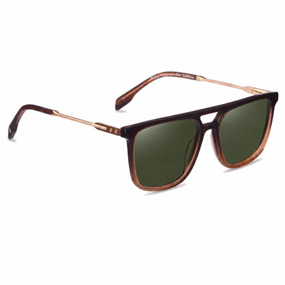 Lentes de sol Fiore 10177 Brown con cristal G15 polarizado UV400, vista en tres cuartos para hombre y mujer #color_g15