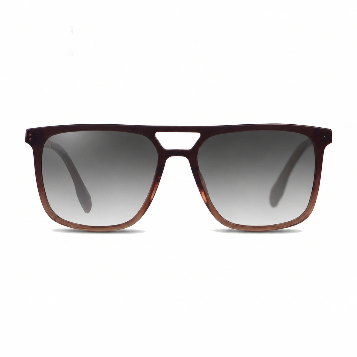 Lentes de sol Fiore 10177 Brown con cristal gradiente gris polarizado UV400, vista frontal para hombre y mujer #color_gradiente-gris #foto_frontal