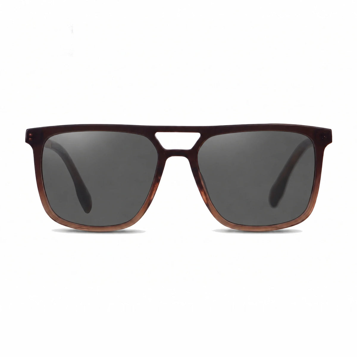 Lentes de sol Fiore 10177 Brown con cristal negro polarizado UV400, vista frontal para hombre y mujer #color_negro #foto_frontal