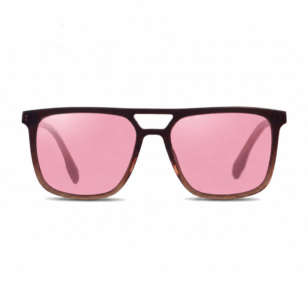 Lentes de sol Fiore 10177 Brown con cristal rosado polarizado UV400, vista frontal para hombre y mujer #color_rosado #foto_frontal