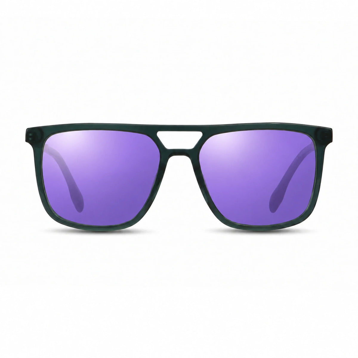 Lentes de sol Fiore 10177 Verde con cristal espejado morado polarizado UV400, vista frontal para hombre y mujer #color_espejado-morado #foto_frontal