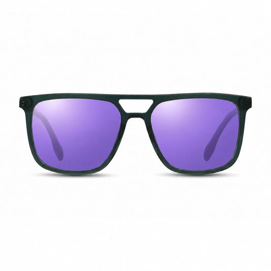 Lentes de sol Fiore 10177 Verde con cristal espejado morado polarizado UV400, vista frontal para hombre y mujer #color_espejado-morado #foto_frontal
