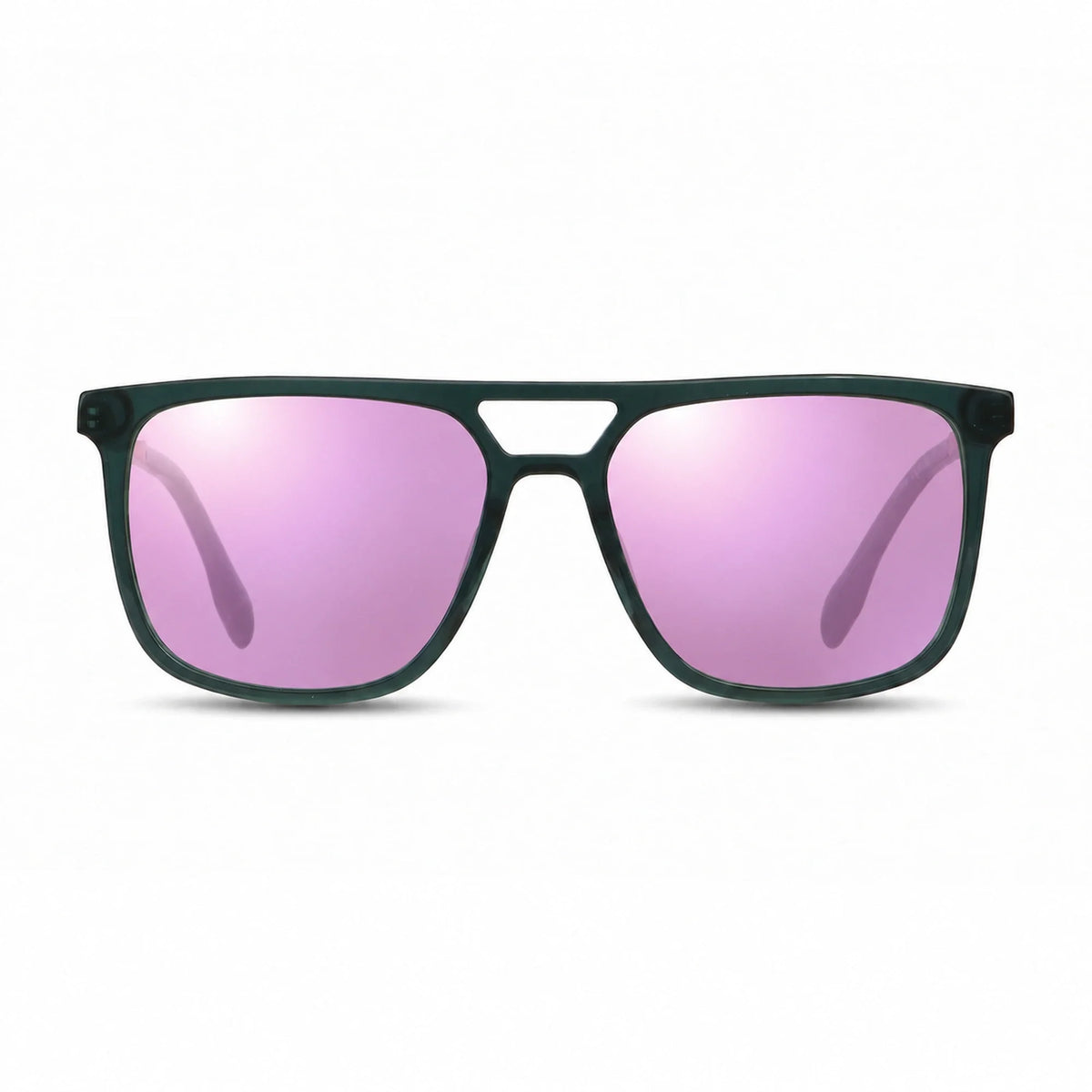 Lentes de sol Fiore 10177 Verde con cristal espejado rosado polarizado UV400, vista frontal para hombre y mujer #color_espejado-rosado #foto_frontal